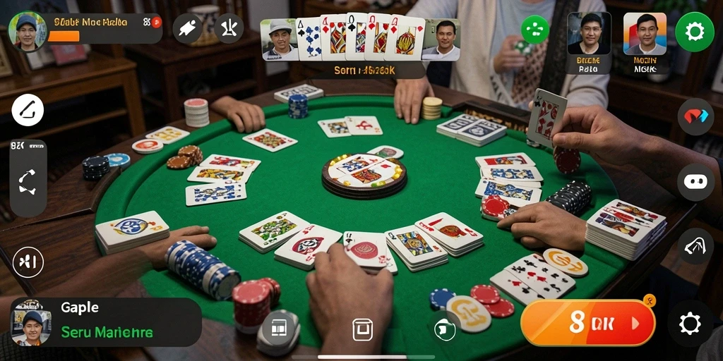 Tampilan gameplay Gaple dalam aplikasi 8ZK yang menarik.