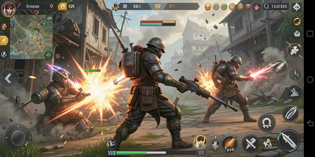Tangkapan layar gameplay <strong>9ZK</strong> yang menunjukkan pertempuran taktis.