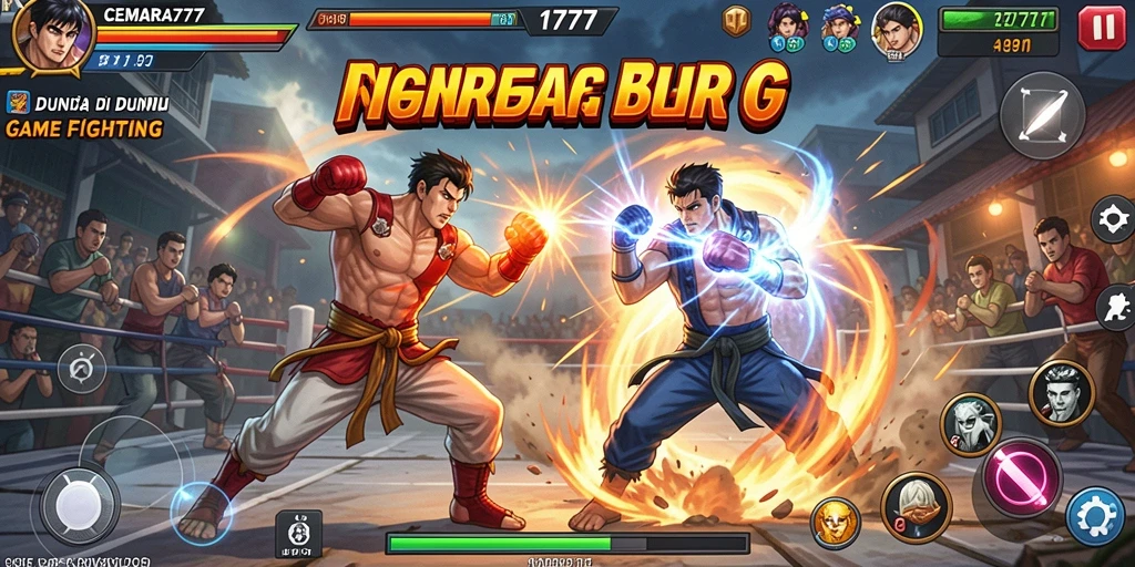 Screenshot gameplay CEMARA777 yang menunjukkan pertarungan karakter dalam aksi.