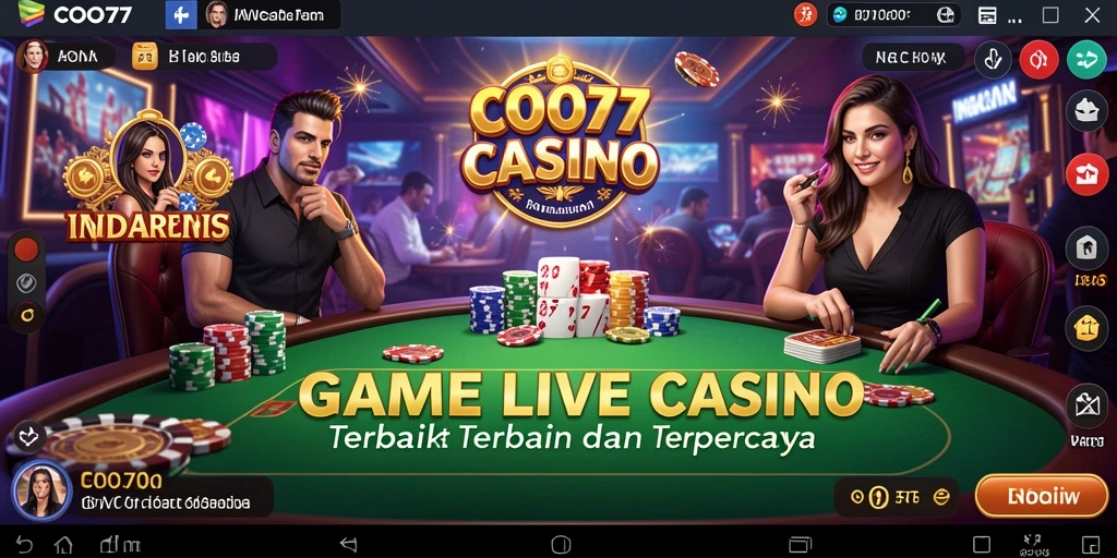 Screenshot utama COO77 menampilkan dealer live sedang beraksi di meja blackjack.