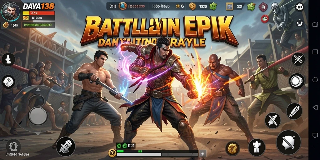 Tangkapan layar menunjukkan aksi seru dalam permainan Battle Royale.