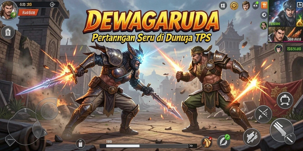 Tampilan gameplay seru DEWAGARUDA dalam pertempuran TPS.