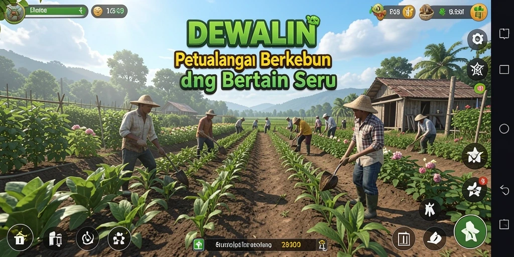 Screenshot DEWALIN menampilkan gameplay berkebun yang menarik.