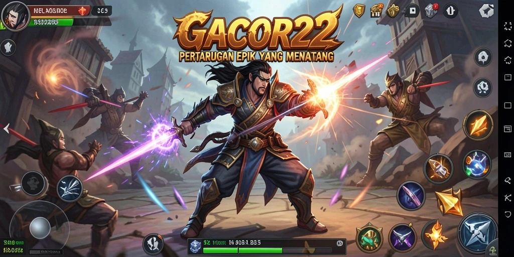 Tampilan gameplay GACOR22 dengan pertarungan yang mendebarkan.