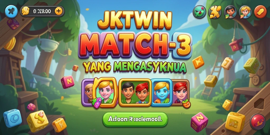 Tampilan menarik JKTWIN dengan gameplay Match-3 yang menyenangkan.