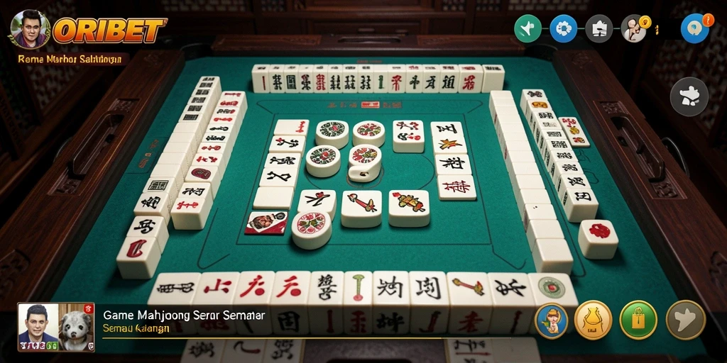 Tampilan gameplay mengasyikkan dari ORIBET dengan ubin Mahjong berwarna-warni.