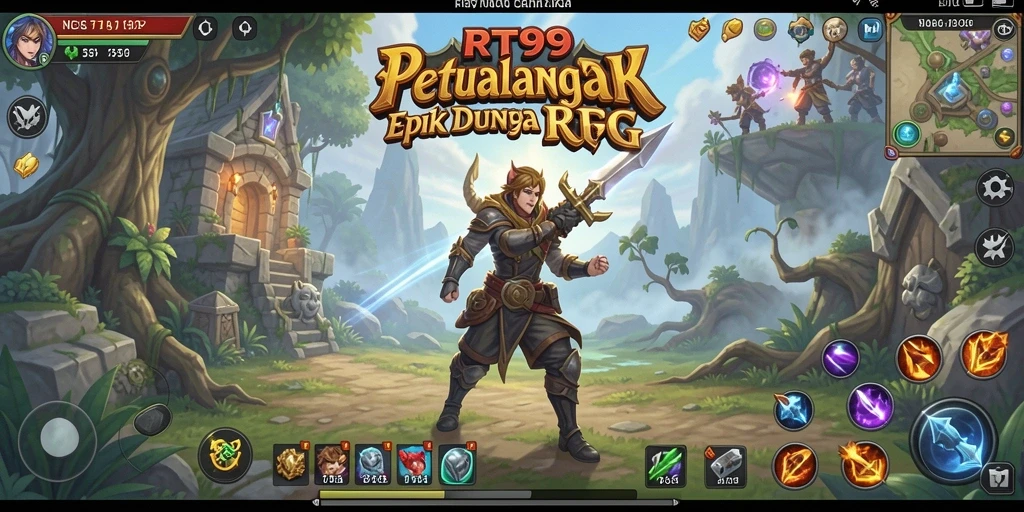 Tampilan gameplay epik dalam dunia RPG penuh petualangan.