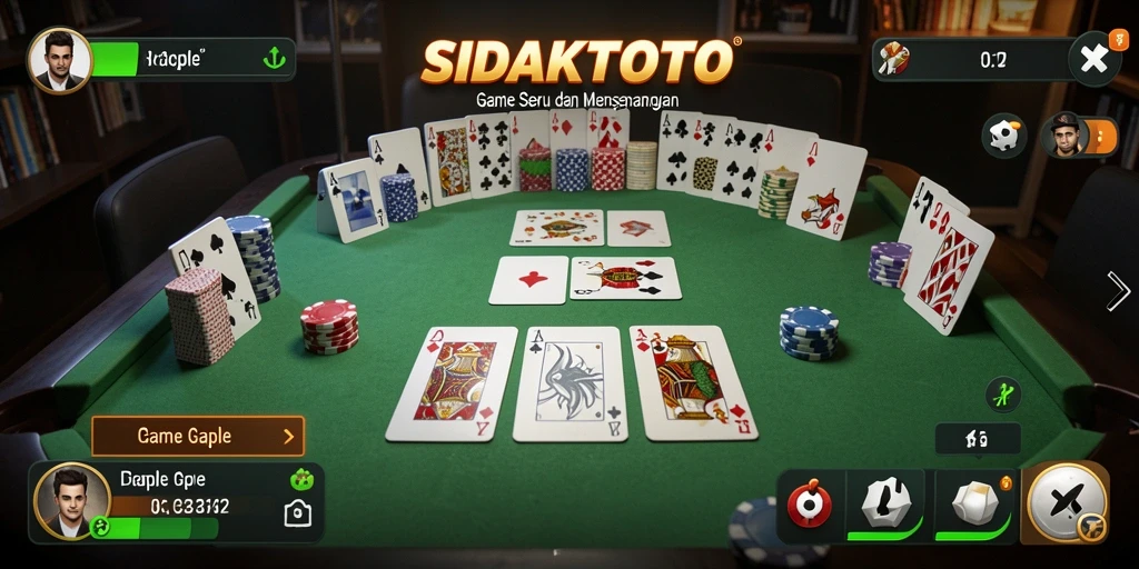 Tampilan gameplay seru dalam game Gaple SIDAKTOTO.