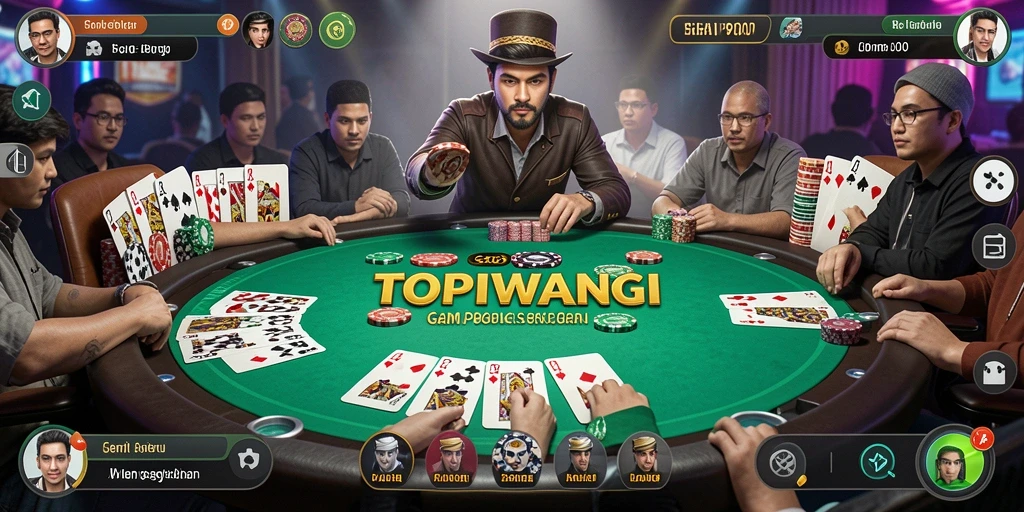 Screenshot gameplay TOPIWANGI menampilkan aksi seru permainan Poker.