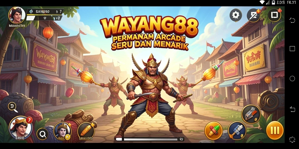 Tampilan gameplay menarik dari game Arcade WAYANG88 yang penuh warna.